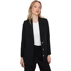 Trendyol Dames Regular Dubbele rijen Plain Geweven Stof Blazer Jas, Zwart, 32 Dames, Zwart, 34, zwart.