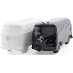 BRISA VW Collection - Volkswagen Combi Bus T1 Camper Van 3D keramische zout- en peperstrooiset, kruidenmixer, keuken/tafel/camping/cadeau (zwart/wit)