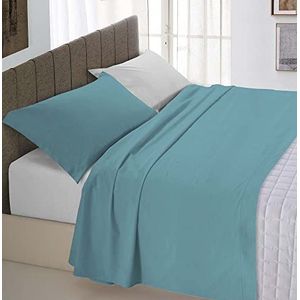 Italian Bed Linen Beddengoed natuurlijke kleuren (plat 250 x 300, hoeslaken 170 x 200 cm + 2 kussenslopen 52 x 82 cm), flessengroen, otanio/lichtgrijs, tweepersoonsbed