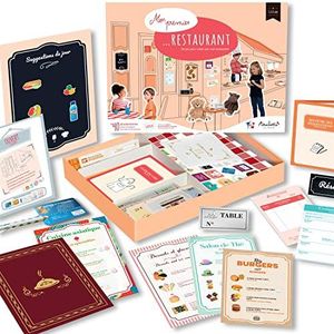 Amulette - My Premier Restaurant Box - Educatief spel 5 tot 10 jaar - 40+ accessoires om te spelen om een restaurant te maken - Speelgoed cadeau voor kinderen meisjes jongens beroep keuken - Gemaakt
