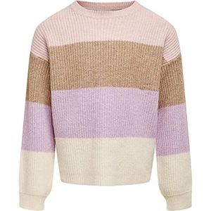 KIDS ONLY Kogsandy L/S Stripe Pullover KNT Noos Pullover voor meisjes, Sepia Roze/gestreept: w. Coconut/Crocus Petal/Whitecap Gray