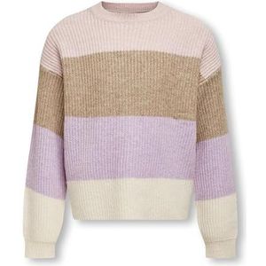 KIDS ONLY Kogsandy L/S Stripe Pullover KNT Noos Meisjes Trui, Sepia Rose / Strepen: w. Coconut / Crocus Petal/Whitecap Gray