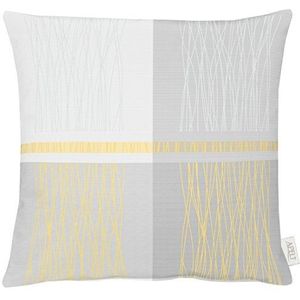 APELT Kussensloop van polyester, lichtgrijs/geel, 49 x 49 x 0,5 cm
