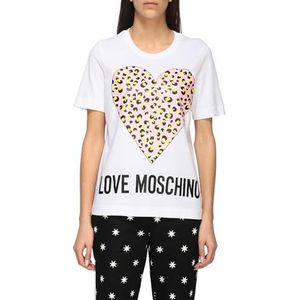 Love Moschino dames t-shirt met dierenprint, wit (Optical White A00)
