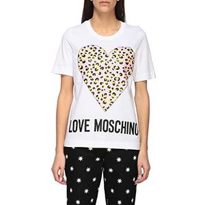 Love Moschino dames t-shirt met dierenprint, wit (Optical White A00)