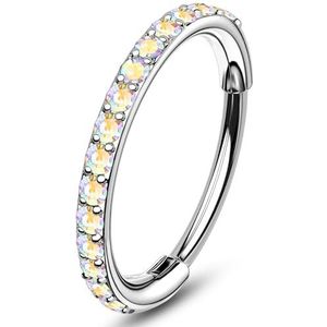 OUFER Nostril piercing 20g 8mm chirurgisch staal 316L goud oorkraakbeen transparant CZ oorpiercing helix segment opvouwbaar roségoud neuspiercing sieraden, Roestvrij staal, Kubieke zirkonia