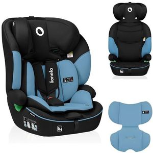 LIONELO Levi i-Size autostoeltje, 76-150 cm Groep 1/2/3, Veilige 10-Standen Verstelbare Hoofdsteun, Memory Foam, R129, Universele Installatie, Afneembare Rugleuning, Kinderautostoel Baby (Blauw)