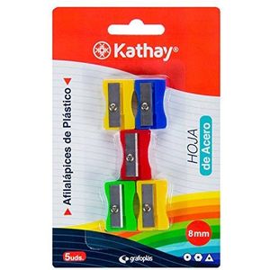 Kathay 86614099 puntenslijper van kunststof met stalen lemmet, 8 mm, verschillende kleuren, 5 stuks