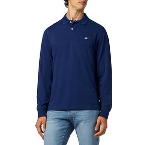 GANT Reg Shield Ls Pick Rugger Rugger Lange Mouw Piqué Shield Regular Man, Rijke marineblauw.