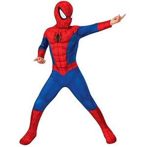 RUBIE'S - Marvel Official – klassiek Spiderman-kostuum voor kinderen – 5/6 jaar ��– maat 3 tot 10 jaar – compleet kostuum + laarzenafdekking + masker Ideaal voor carnaval, Halloween, verjaardag