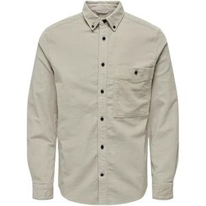 ONLY & SONS Onsnewterhooter Reg Cord LS T-shirt Noos Shirt met lange mouwen voor heren, Zilveren voering.