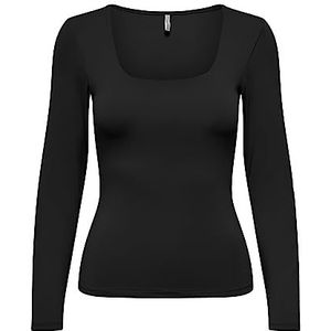 ONLY Onlea L/S 2-way Deep Neck Top Jrs Noos Top Dames, zwart.