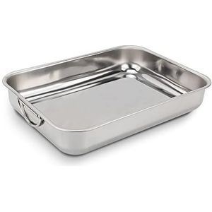 ROSSETTO Ovenschaal van roestvrij staal, rechthoekig, met handgrepen, 40 cm x 28 cm, ovenschaal van roestvrij staal, ovenschaal van roestvrij staal, lasagne-schaal