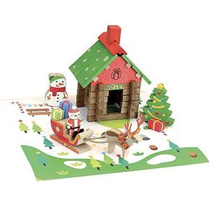 JEUJURA -8228-Maison Noel - 50 stuks houten bouwspel, 8228, huis van de kerstman