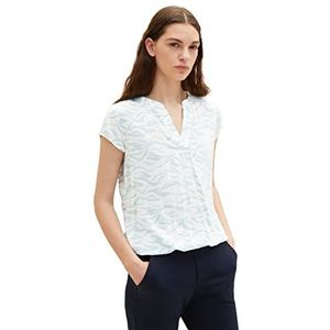 TOM TAILOR Dames 1035245 blouse, 31282 - Blauw Small Wavy Design