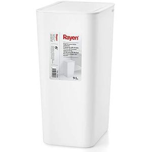Rayen Afvalemmer voor badkamer | inhoud 9 liter | wit | met deksel Afmetingen: 22 x 16 x 33 cm