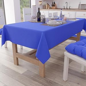 PETTI Artigiani Italiani - Rechthoekig tafelkleed, elegant tafelkleed, effen katoenen tafelkleed, keukentafelkleed, elektrisch blauw tafelkleed, 12-zits (140 x 240 cm), 100% vervaardigd in