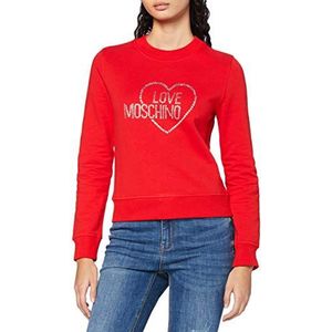 Love Moschino Sweatshirt met lange mouwen voor dames, met studs logo, Rood