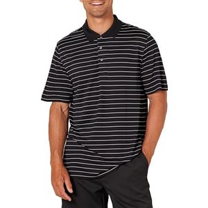 Amazon Essentials Sneldrogend golfpoloshirt voor heren, klassieke pasvorm (verkrijgbaar in grote maten), zwart en wit strepen, maat S