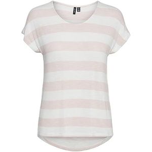 VERO MODA Femmes Vmwide Stripe S/L Ga JRS Noos Top, Rose/rayures : blanc, L