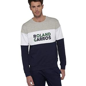 ROLAND GARROS Color Block heren sweatshirt, grijs en marineblauw, grijs.