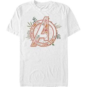 Marvel Unisex Classic Avenger Floral Organic T-shirt met korte mouwen, wit, M, Weiss