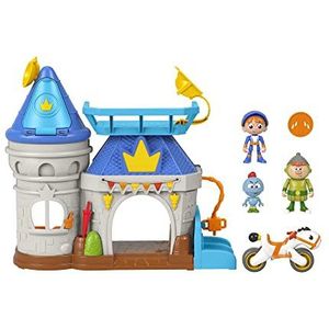 Fisher-Price Gus de ridder Minus speelset Karamel kasteel met pony voertuig en 3 figuren, kinderspeelgoed, HGK33