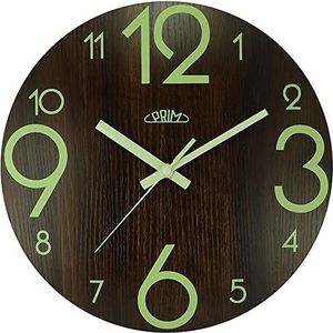 PRIM LUMINI houten horloges onderscheiden zich door hun onmiskenbare uiterlijk, mooi en zichtbaar, verlicht door LUMINI 's nachts, zichtbare cijfers, AA-batterijen niet inbegrepen, 300 x 300 x 4 mm.