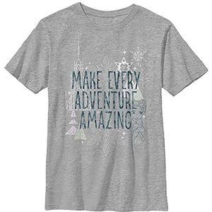 Disney T-shirt Frozen Every Adventure Quote Boys grijs gemêleerd Athletic XS, Athletic grijs gemêleerd