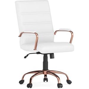 Flash Furniture Executive Swivels, cadre en cuir blanc/or rose, 61 x 58,4 x 103,5 cm