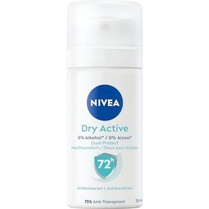 NIVEA Dry Active Deodorant spray reisformaat, zonder ethylalcohol voor 72 uur anti-transpirant, antibacterieel, Dual Active formule en frisse geur (35 ml)