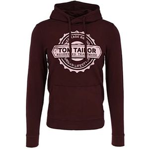 TOM TAILOR Bedrukte hoodie voor heren, 12931 – Decadent Bordeaux.