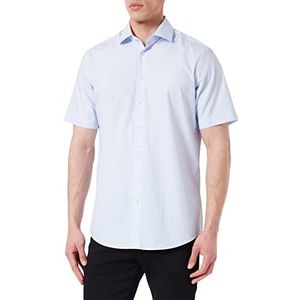 Seidensticker Zakelijk overhemd voor heren, regular fit, Kent kraag, korte mouwen, 100% linnen, Lichtblauw