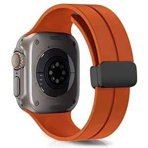 LanQii Siliconen armband compatibel met iWatch 49/45/44/42 mm, voor Apple Watch Ultra 49 mm, sportarmband met magneetsluiting voor Apple Watch SE/iWatch Series 8/7/6/5/4/3/2/1, oranje