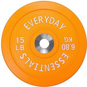BalanceFrom Everyday Essentials olympische gewichtsschijven met kleurgecodeerde stalen naaf, oranje