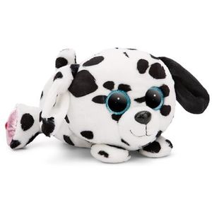 GLUBSCHIS Dalmatiër Dottino Pluche knuffeldier, 25 cm, wit, zachte pluche, schattige pluche pop, om te spelen, voor kinderen en volwassenen, geweldig cadeau-idee