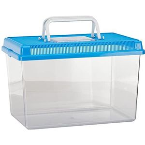 Ferplast 60022099W1 aquarium, kunststof, GEO breed, 6 liter, container voor kleine schildpadden, 30 x 20 H 20,3 cm, blauw, L