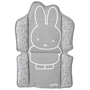 roba Miffy® Kinderstoelkussen gecombineerd – gemakkelijk te reinigen en wasbaar – comfortabele zitverkleiner met banden – vanaf 6 maanden – konijnenprint – grijs/wit