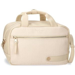 Pepe Jeans Sprig Toilettas aanpasbaar met schouderriem, beige, 31 x 21 x 15 cm, kunstleer by Joumma Bags, beige, Talla única, aanpasbare tas met schouderriem, beige, één maat, Beige, Verstelbare tas