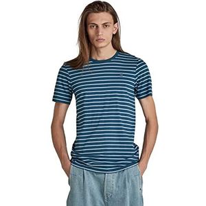 G-STAR RAW T-shirt slim rayé pour homme, Multicolore (Postbag/Chipmunk Stripe D22778-c339-d955), L