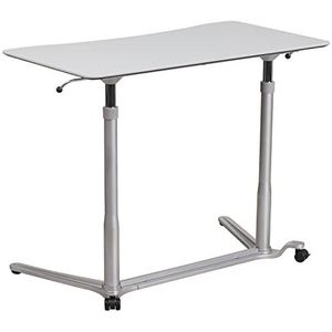 Flash Furniture Sit-Down, Stand-up Light Gray Ergonomische Desktop-PC met 37,375 inch (instelbaar bereik 29-40,75 inch)