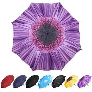 YumSur Opvouwbare paraplu, winddicht, met teflon-coating, automatisch openen en sluiten voor heren en dames, violet, Eén maat, paarse madeliefje, Taille unique