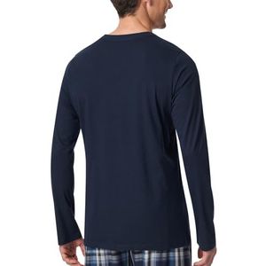 Schiesser Schiesser Herenshirt met korte mouwen, ronde hals, biologisch katoen, mix + ontspanning, pijama-top voor heren, Nachtblauw 182180