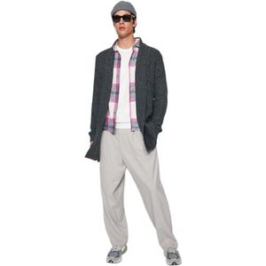 Trendyol Cardigan en tricot à col châle basique pour homme, gris foncé, S