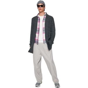 Trendyol Heren Regular Fit Basic Sjaal Kraag Gebreid Cardigan Shirt Heren (1 stuk), Donkergrijs