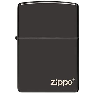 ZIPPO - Model Zippo Logo - High Polish Black - Laser Engrave - Winddichte aansteker, navulbaar, in hoogwaardige geschenkdoos