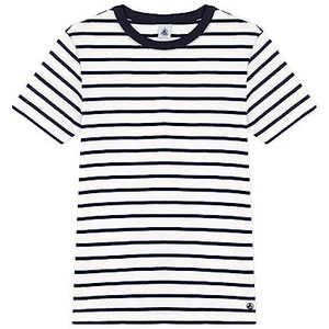 Petit Bateau A08cj T-shirt met korte mouwen voor dames (1 stuk), Marshmallow / Smoking Blue