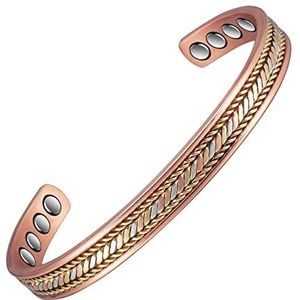Magnetische koperen armband, 16,5 cm, driekleurig, gevlochten, voor mannen en vrouwen, Valentijnsdagcadeau (CPB-0268-UK6), 6,5 inch, kunststof, zonder edelsteen, kunststof, Zonder edelstenen
