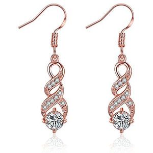 Trendy 14 karaat roségoud oorbellen met oneindige zirkonia voor vrouwen gevoelige oren CZ kristal bruiloft messing kubieke zirkonia, Messing, Zirkonia