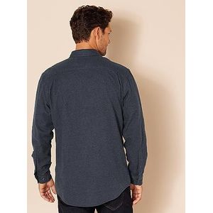 Amazon Essentials Flanellen overhemd met lange mouwen en twee zakken voor heren, normale pasvorm, donker denim, maat XXL